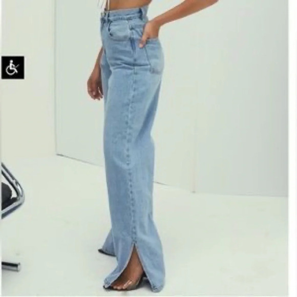 MISTRESS ROCKS High Waist Slit Blue Jean XS - Picture 1 of 9
